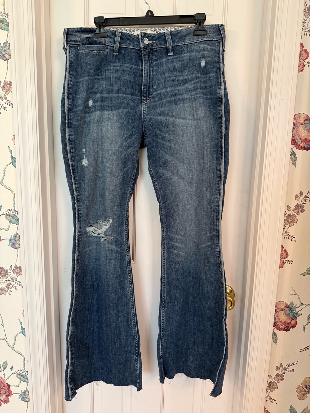 Ariat Women's Medium Blue Distressed Flare Jeans